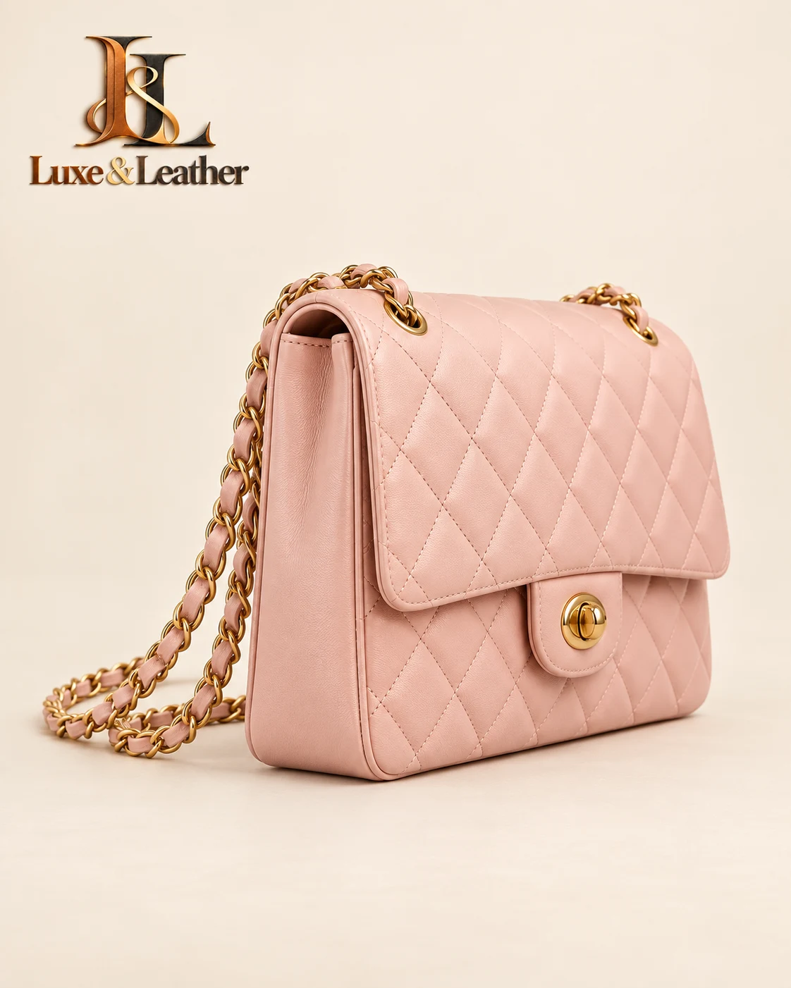 Blush Quilted Shoulder Bag design illustration